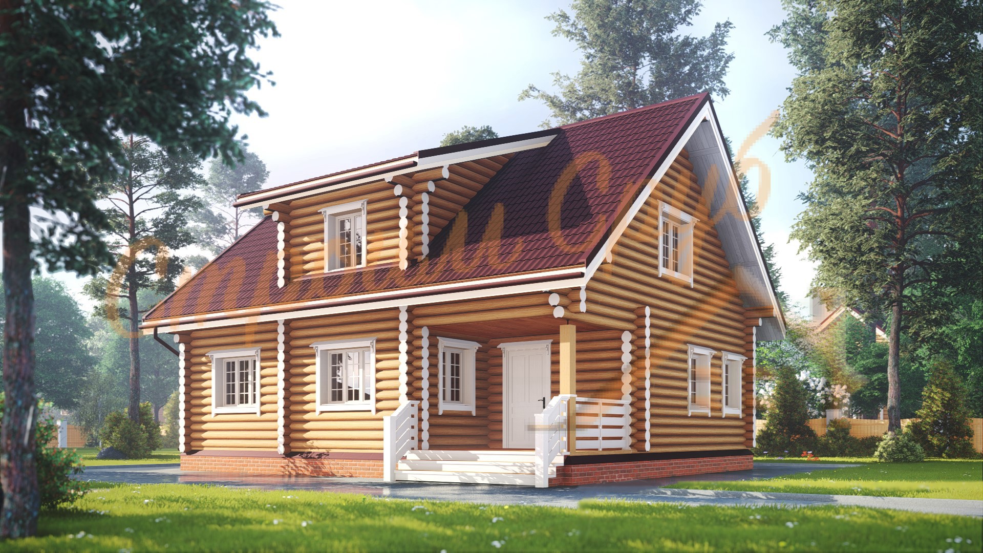 Дом из бревна 8,5х10,5 «Впечатляющий»